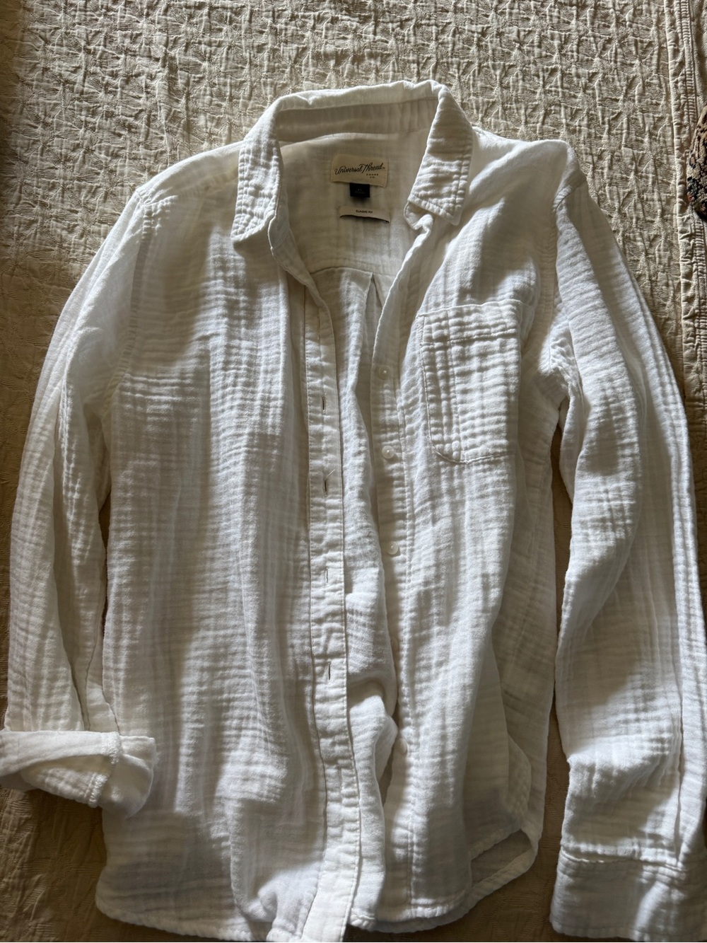 White Gauze Button-Down Shirt